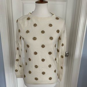 Wool Blend Sweater SP Ivory Gold Polka Dot Sweater